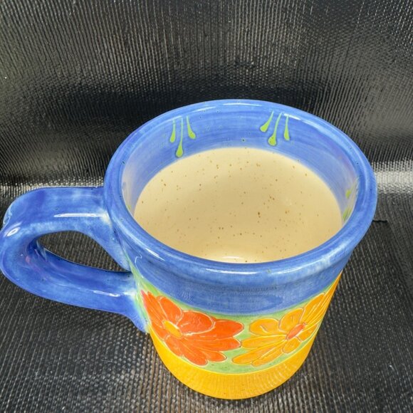 Hand Made RedWare Pottery Coffee Mug Cup With Daisy Flowers Hand Crafted Mug Cup - Picture 6 of 11